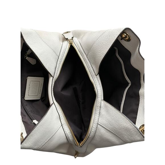 Coach Cream Turlock Edie Pebbled Leather Shoulder Bag - Picture 10 of 13